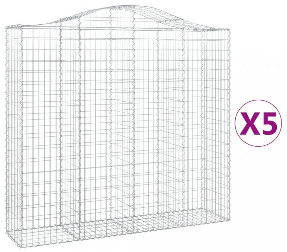 5 db íves horganyzott vas gabion kosár 200x50x180/200 cm
