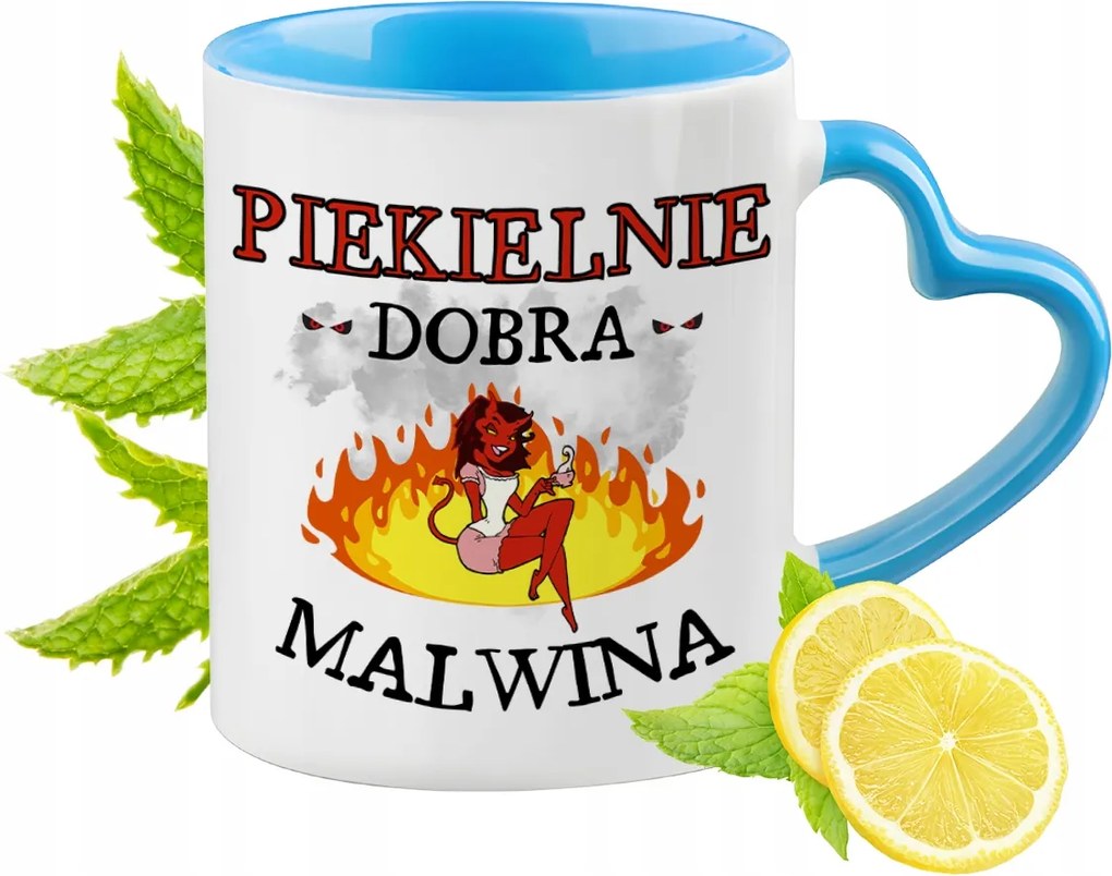 Malvina Kék Bögre Szív Alakú Füllel Kávé Ajándék