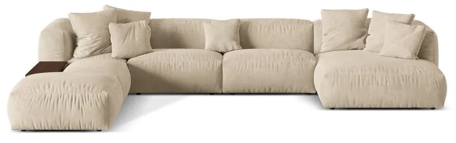 Bézs bársony moduláris sarokkanapé (bal oldali-U alakú) Martina – Micadoni