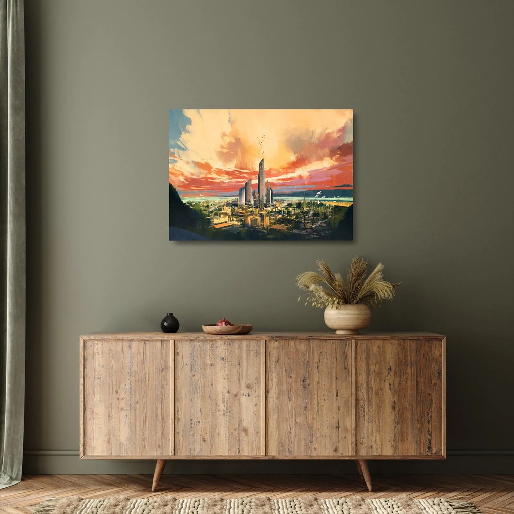 Üveg kép - Festett város (70x50 cm)