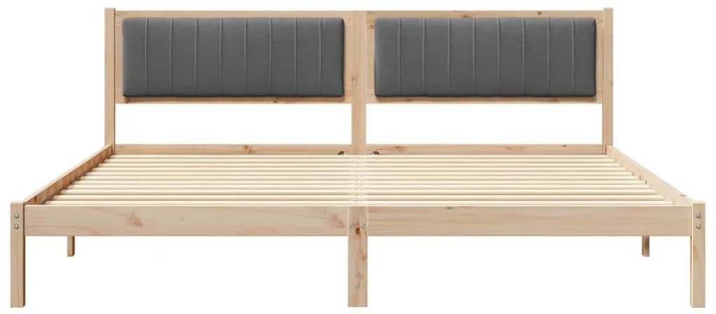 Ágykeret fejtámlával Sötétszürke 200 x 200 cm Tömör fenyőfa