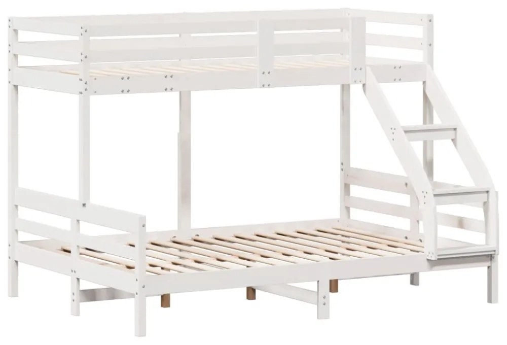 fehér tömör fenyőfa emeletes ágy 80 x 200/140 x 200 cm