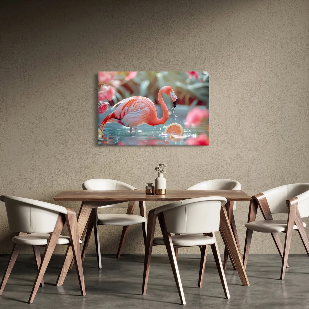 Kép - Flamingó a tóban (90x60 cm)