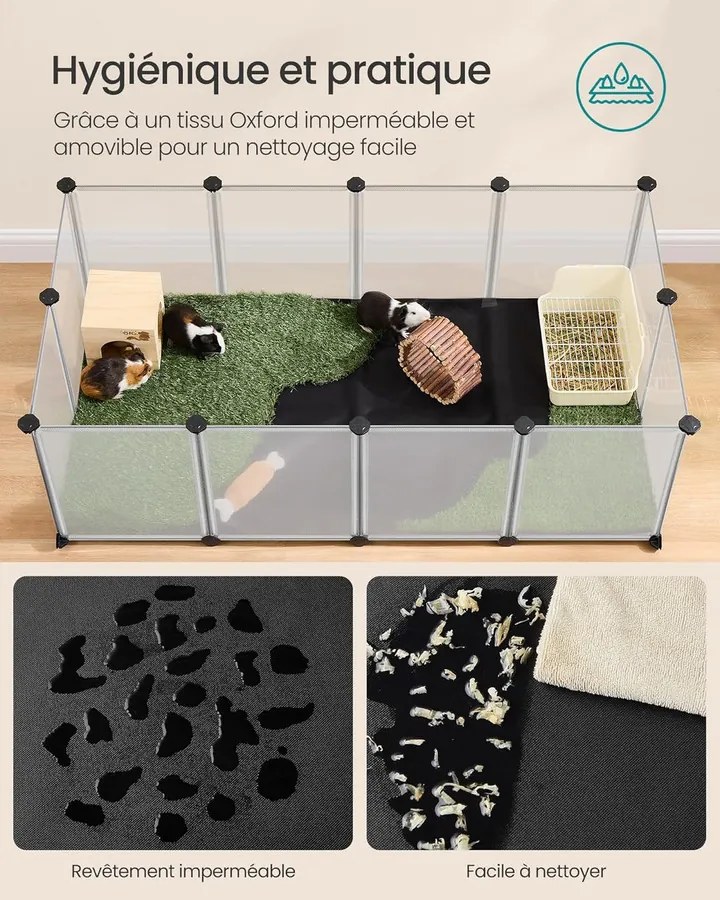Kisállattartó ketrec, kisállatkifutó padlóval és vízálló kivehető szőnyeggel 143 x 73 x 46 cm