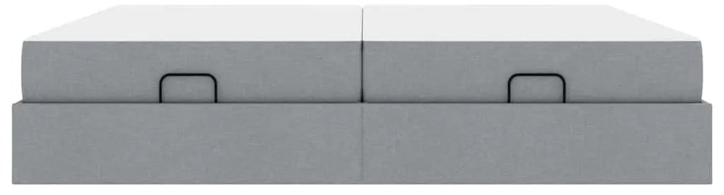 Ágykeret tárolóval Világosszürke 200 x 200 cm szövet