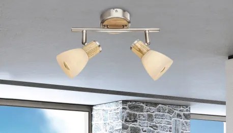 Globo 54352-2 Spot matt króm, fa, üveg fehér, BxH:155x255, exkl. 2xE14 40W 230V