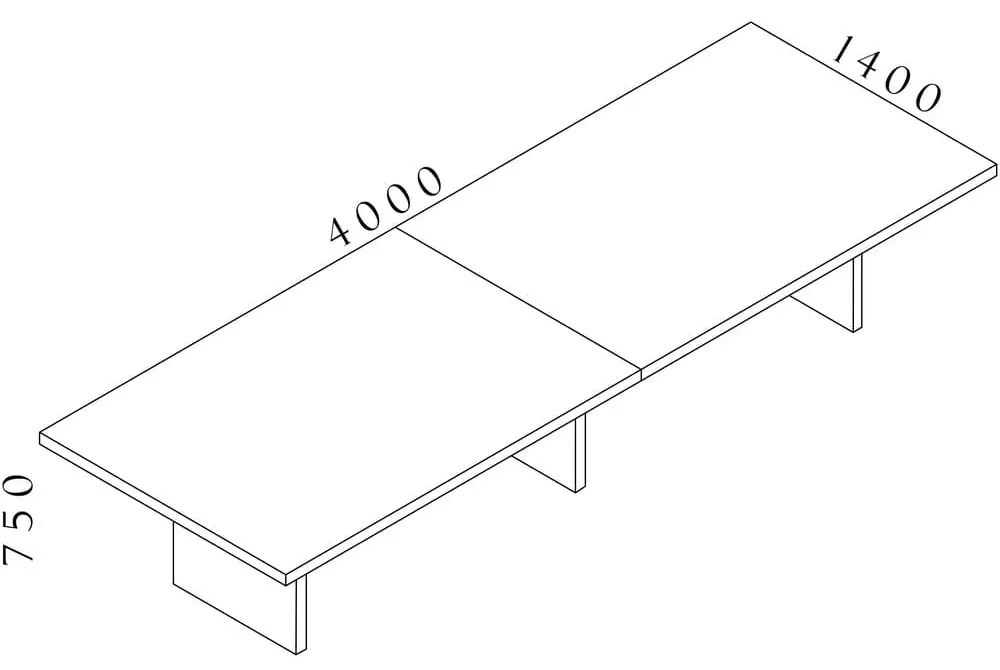 Lineart tárgyalóasztal 400 x 140 cm, világos bodza