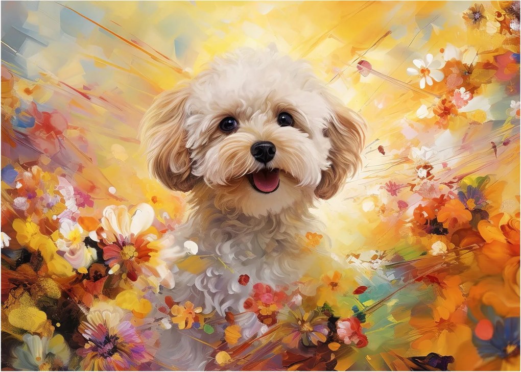 Üveg kép - Boldog kutya (70x50 cm)