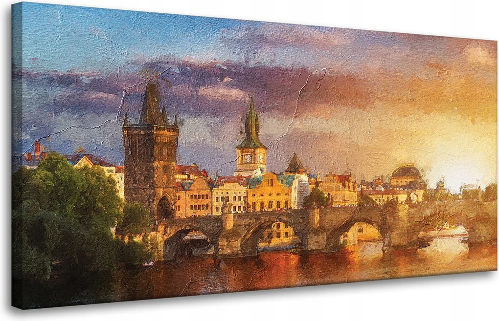 Vászonkép Olajfestmény Város Stílus Művészet Építészet 80x40 cm