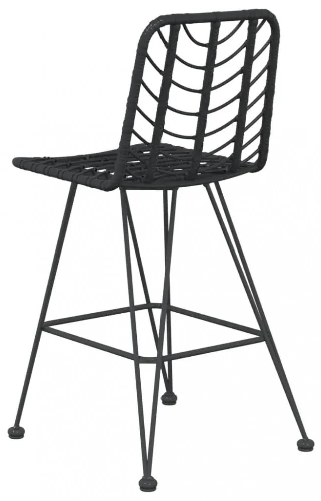 2 db bárszék fekete polietilén rattan és acél 45x56x103,5 cm