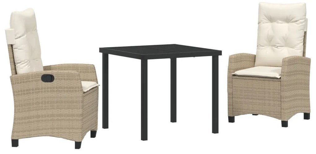 3 darabos kerti étkezőgarnitúra párnákkal bézs színben poly rattan