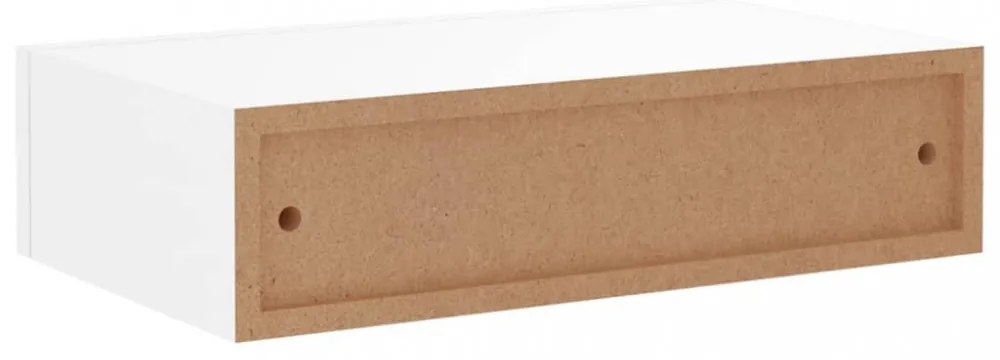 2 db fehér MDF falra szerelhető fiókos polc 40 x 23,5 x 10 cm