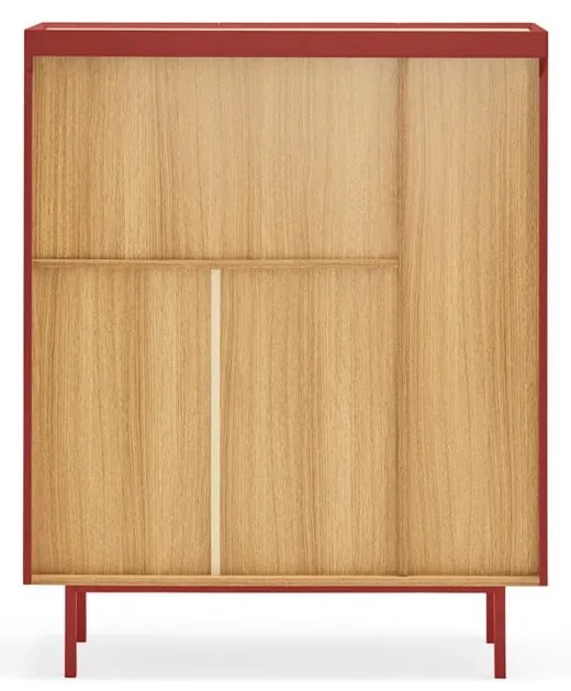 Piros magas komód tölgyfa dekorral 95x120 cm Arista – Teulat
