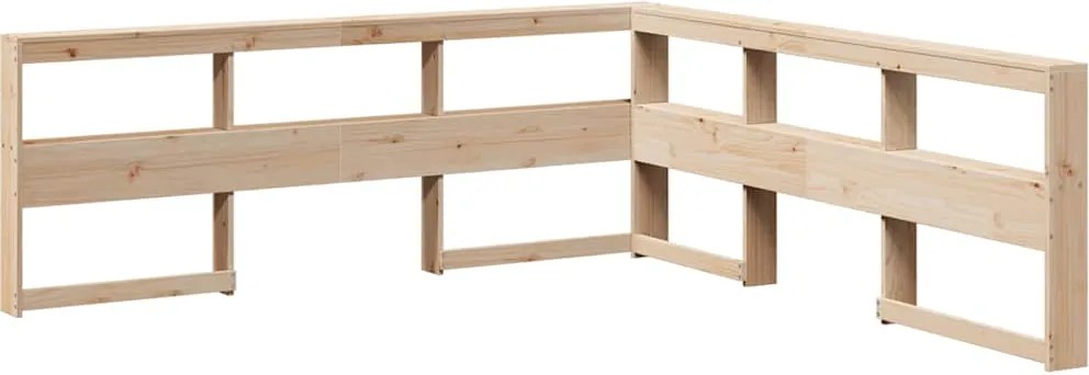 vidaXL Könyvespolc fejtámla L-alakú 180 cm tömörfa fenyőfa