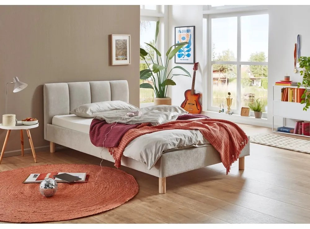 Bézs kárpitozott egyszemélyes ágy ágyrács nélkül 120x200 cm Joker – Meise Möbel