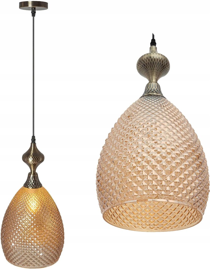 Mennyezeti Függő Lámpa Borostyán Üveg lámpabúra E27 Konyhába Nappaliba