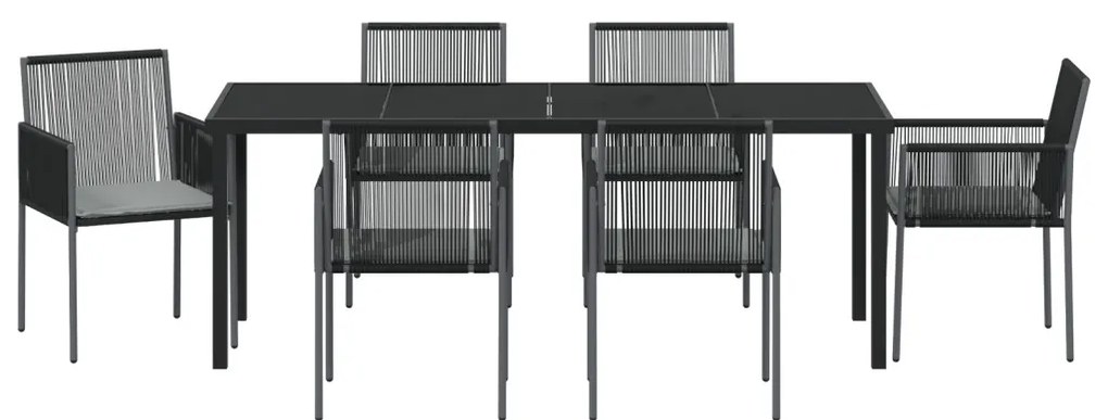 4 darabos szett Fekete Polirattan 54x60.5x83.5 cm Tartós