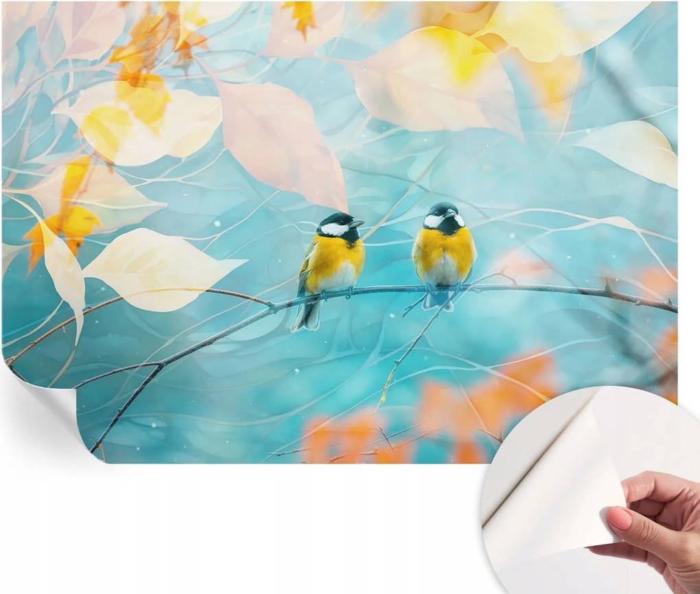 Öntapadós tapéta Divatos 3D fali ragasztó Tavaszi madarak 152x104 cm