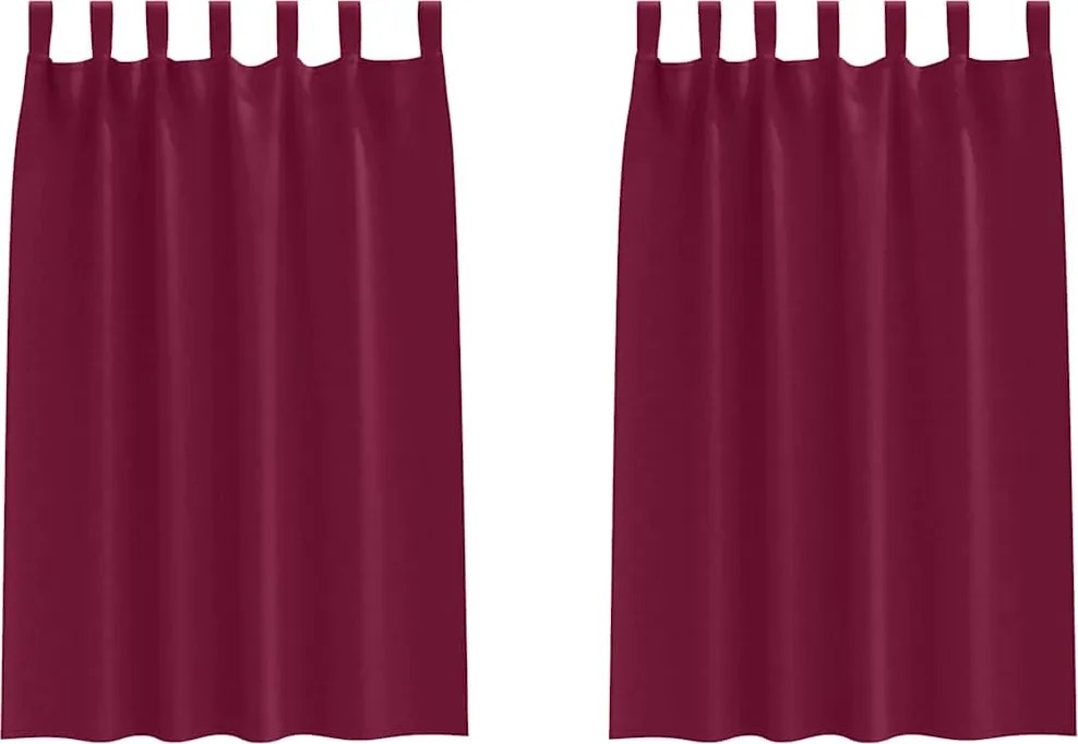 vidaXL Fekete Függöny Gyűrűkkel 2 pcs Bordó 175 x 140 cm Poliészter