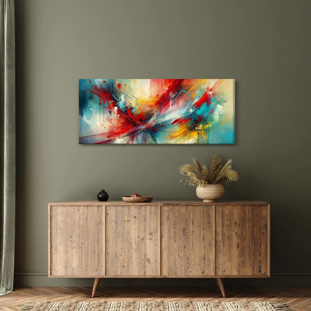 Kép – Absztrakció pirossal (120x50 cm)
