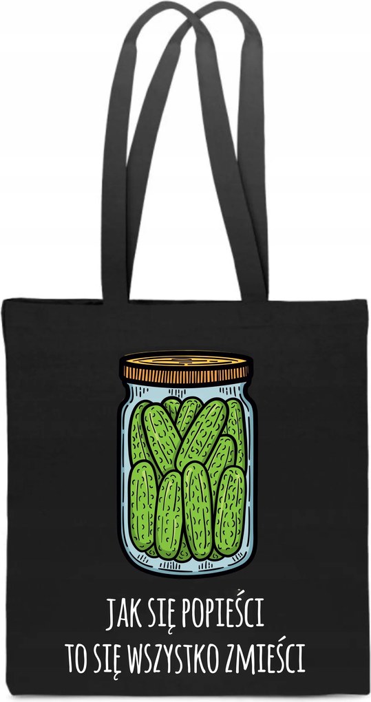 Öko Uborka pamut Táska Uborka Befőttesüveg bevásárló katicabogár fekete TT_206