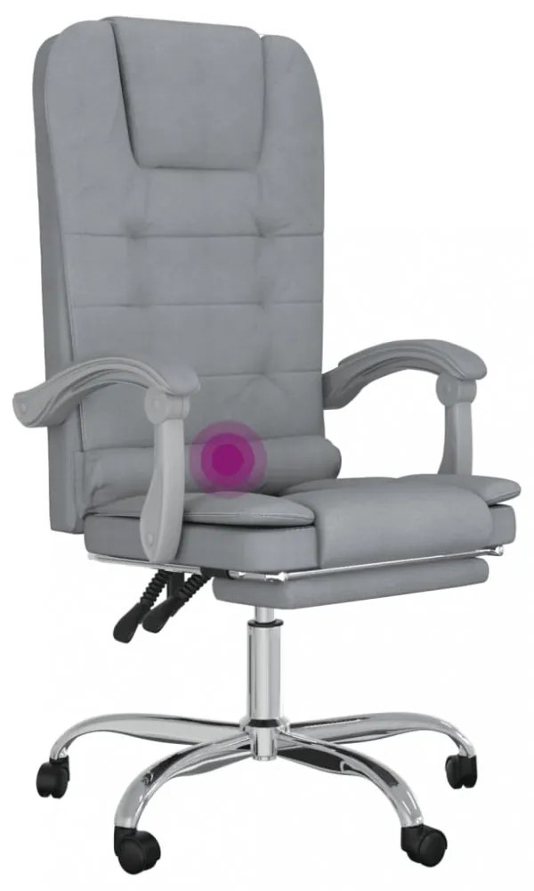 vidaXL világosszürke szövet dönthető irodai masszázsfotel