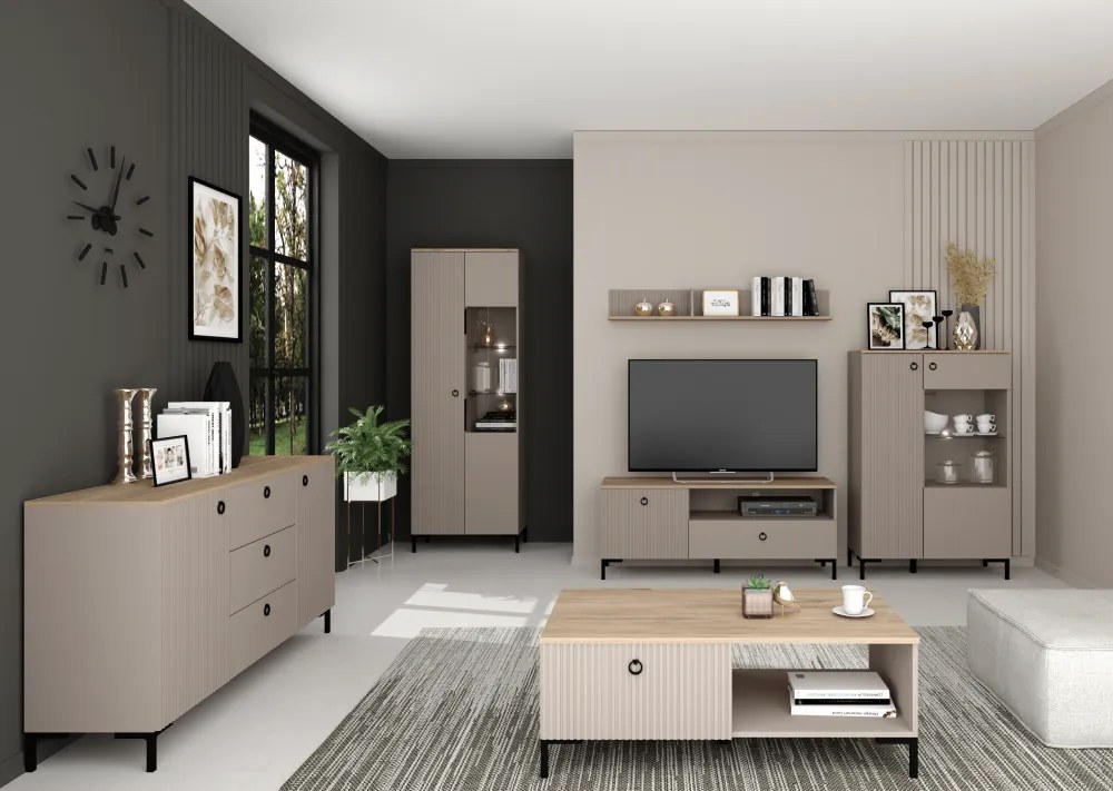 Fali polc 135, szürkésbarna Taupe/silverjack tölgy, DOMCA