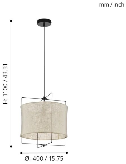 Eglo 79644 - Csillár zsinóron BRIDEKIRK 1xE27/40W/230V