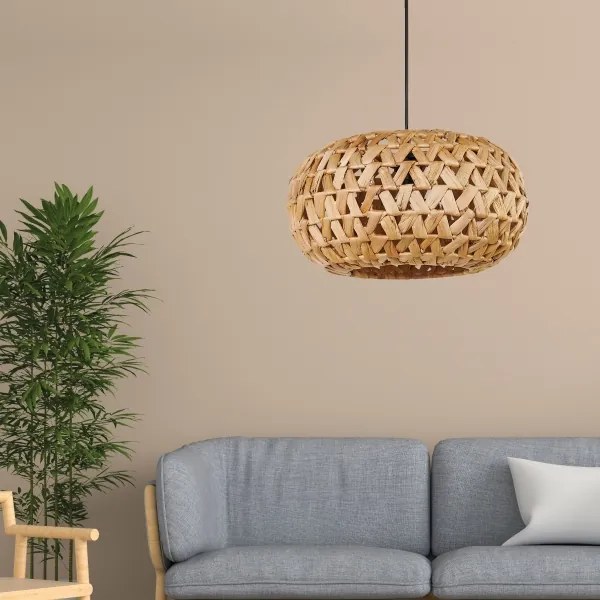 Csillár zsinóron HOSHI 1xE27/20W/230V átm. 38 cm kender