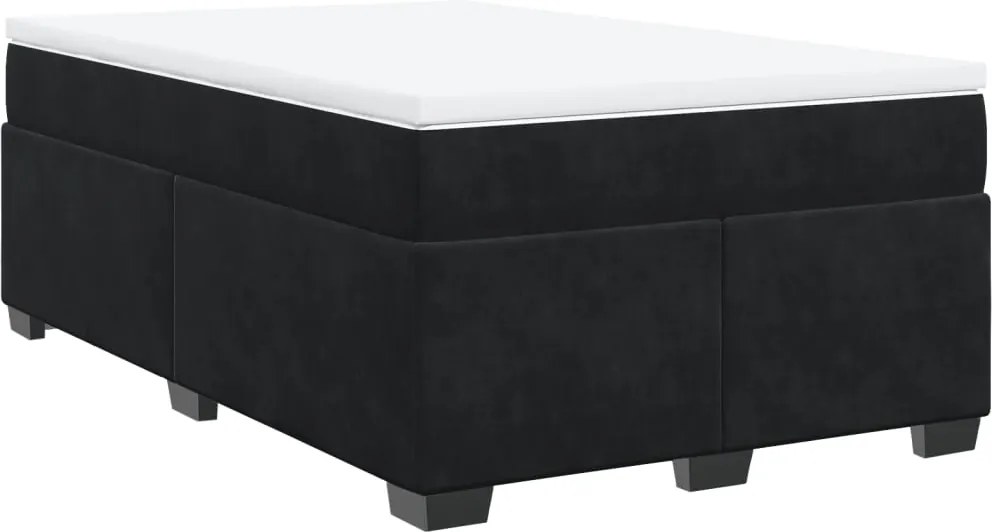 vidaXL fekete bársony rugós ágy matraccal 120x190 cm