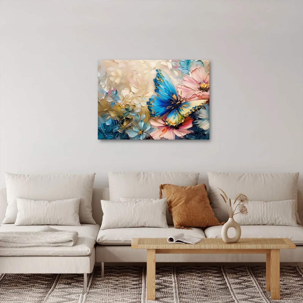 Kép - Virágok és pillangók festése (70x50 cm)