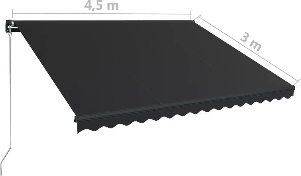 Antracitszürke kézzel behúzható napellenző 450 x 300 cm
