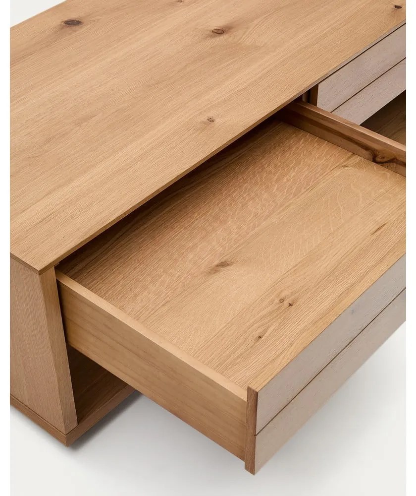 Natúr színű dohányzóasztal tölgyfa dekorral 60x140 cm Alguema – Kave Home