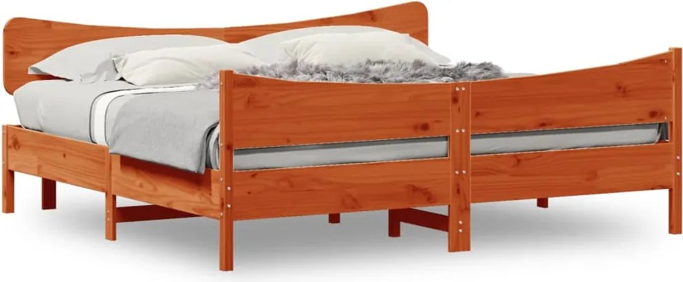 vidaXL viaszbarna tömör fenyőfa ágy matrac nélkül 180 x 200 cm
