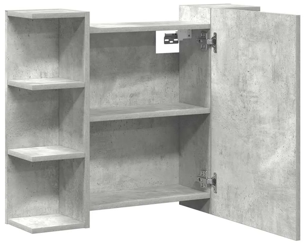 betonszürke forgácslap fürdőszobai tükör 80 x 20,5 x 64 cm