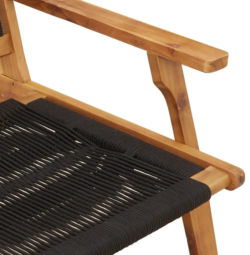 Kerti pad Fekete 76x122x73 cm Tömör akácfából