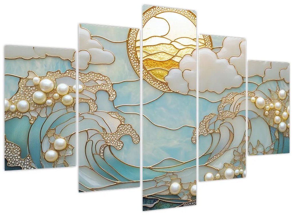 Kép - 3D gyöngyök az óceánban (150x105 cm)