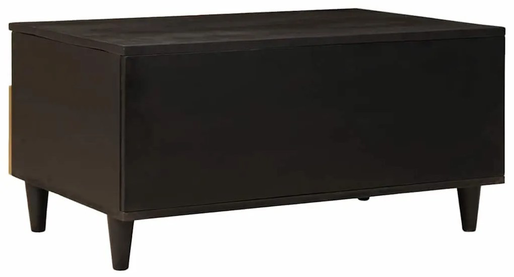 Dohányzóasztal Fekete és Arany 80 x 54 x 40 cm tömör mangófa