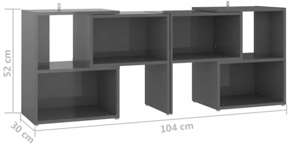 magasfényű szürke szerelt fa TV-szekrény 104 x 30 x 52 cm