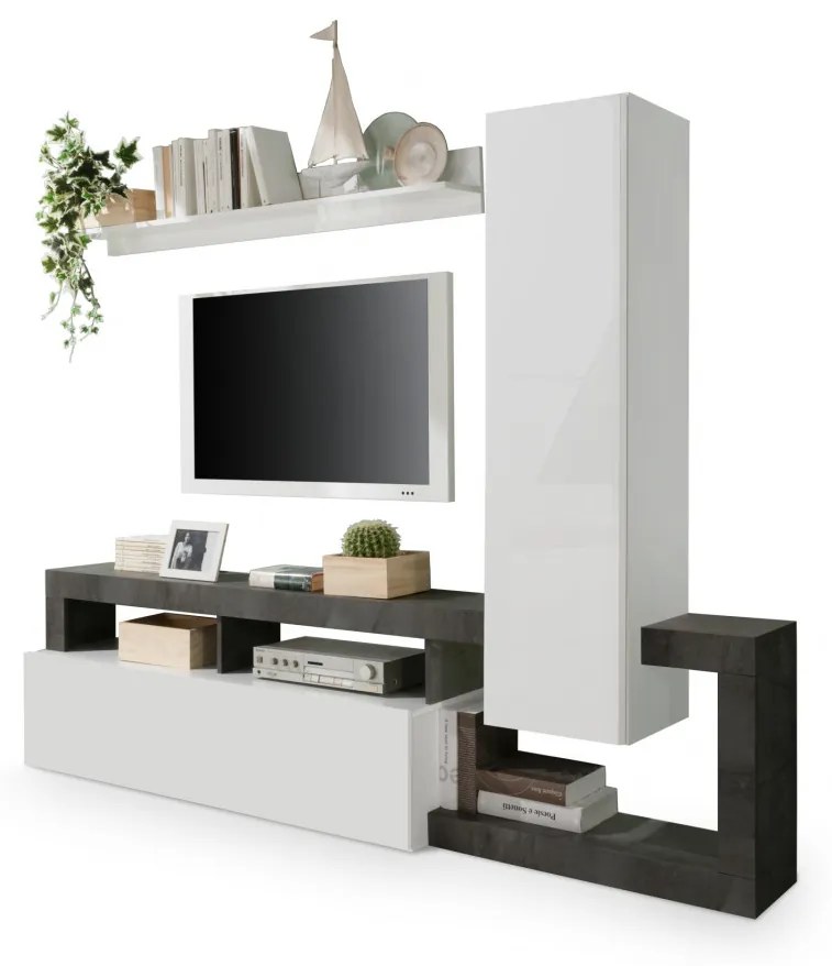 Hamburg TV állvány fehér, oxidált 219 cm