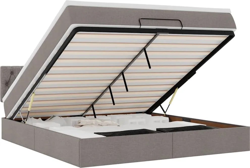 vidaXL tópszínű szövet ottomán ágy matraccal & LED-ek 180x200cm