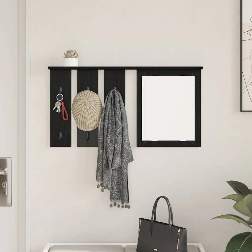 Fali Kabáthorog polcokkal Musta tammi 85 x 10 x 45 cm Faanyag