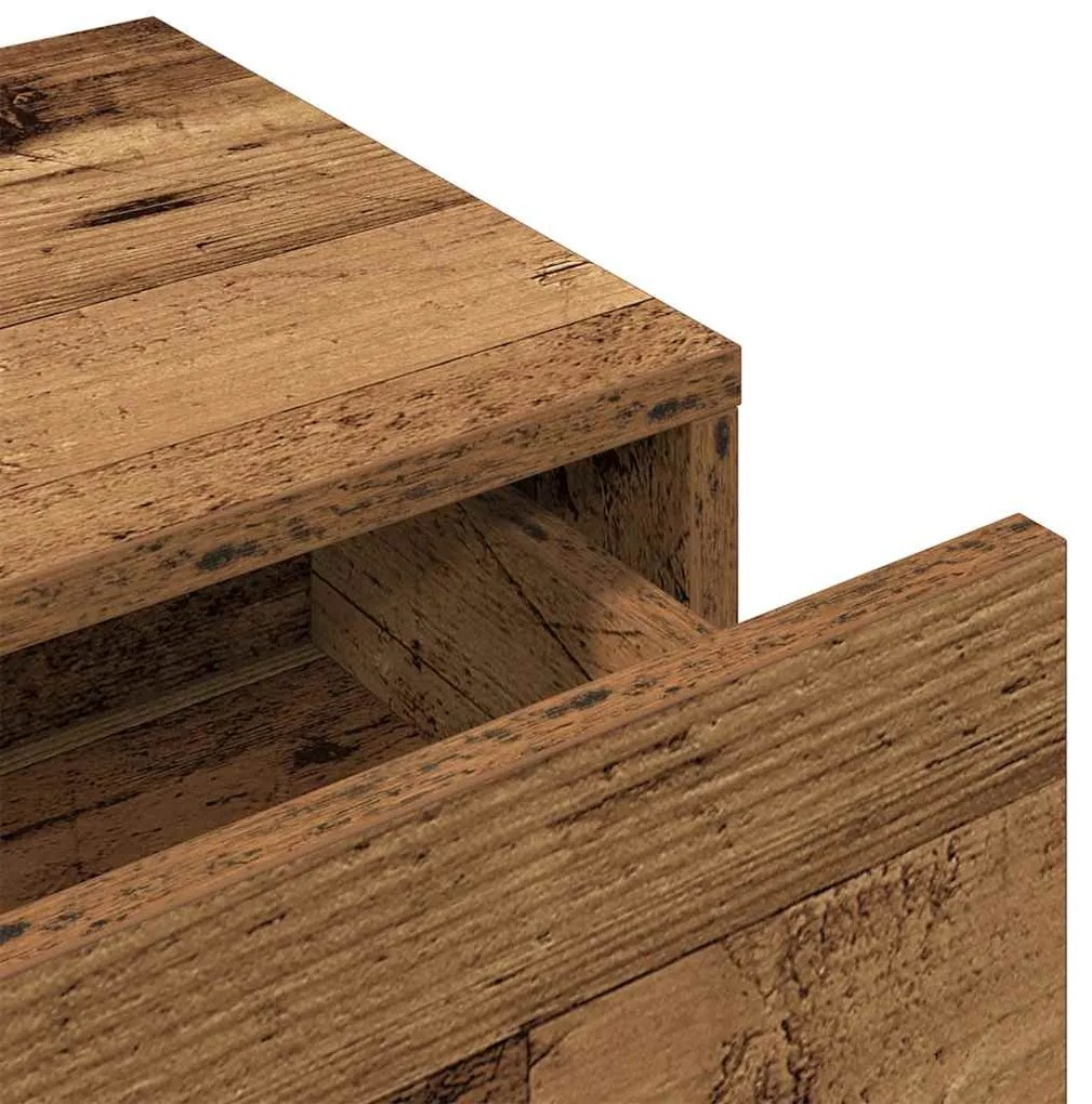 Falipolc fiókokkal régi fa 80x33x17 cm műszaki fa