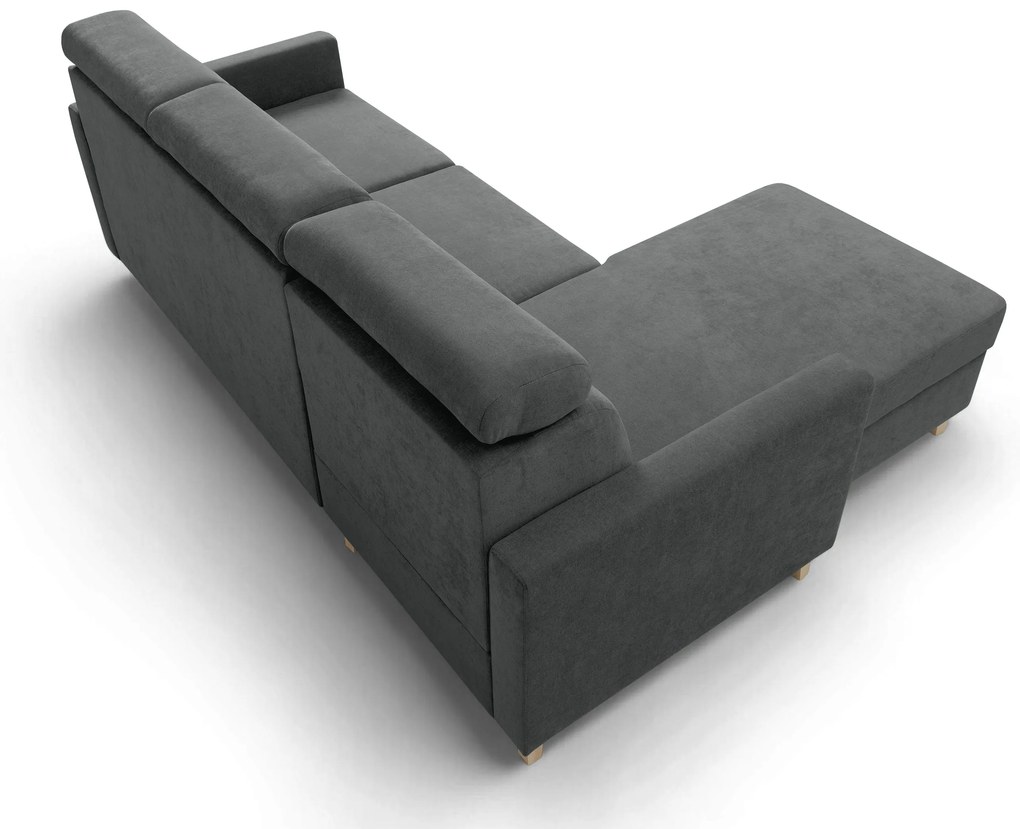 Vario sarokkanapé ágyfunkcióval univerzális jobb/bal oldali - szürke zsákszövet Wind 89