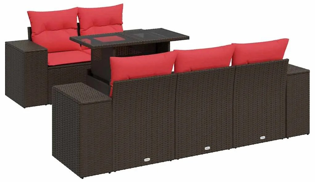 vidaXL 6 részes barna polyrattan akácfa kerti ülőgarnitúra párnával