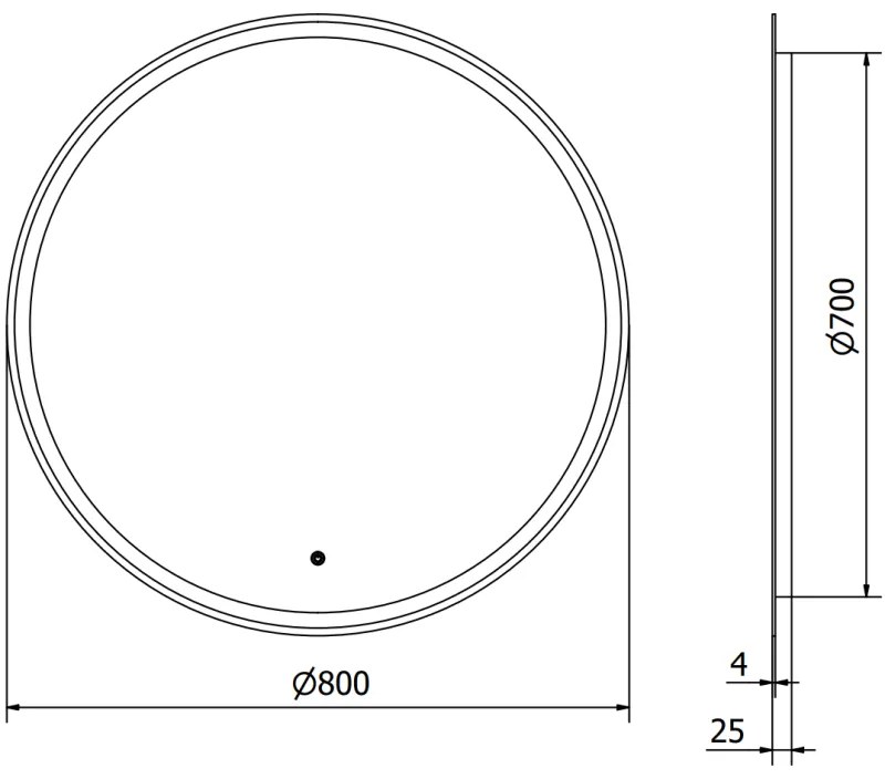 Mexen Gobi, LED kör alakú fürdoszobai tükör háttérvilágítással 80 cm, 6000K, páramentes, 9801-080-080-611-00