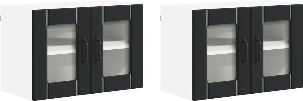 vidaXL Konyhaszekrény 2 pcs Fekete 60 x 31 x 40 cm Faanyag
