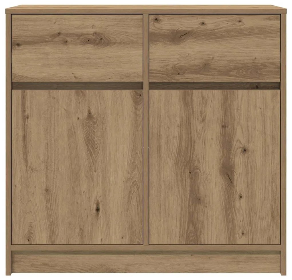 vidaXL kézműves tölgy szerelt fa tálalószekrény fiókos 80x34x76 cm