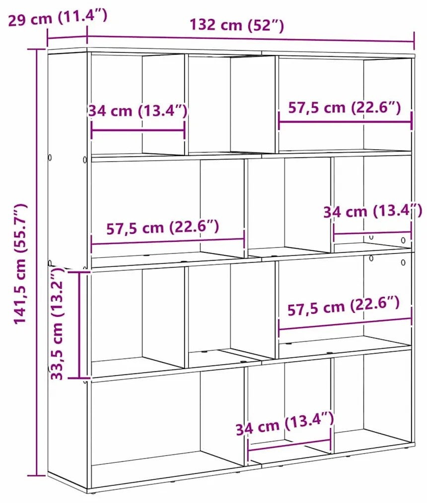 Könyvespolc Musta tammi 132 x 29 x 141.5 cm Faanyag