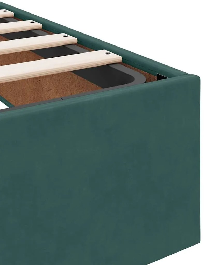 Ágykeret matracmal tárolóval Sötétzöld 120 x 200 cm Bársony